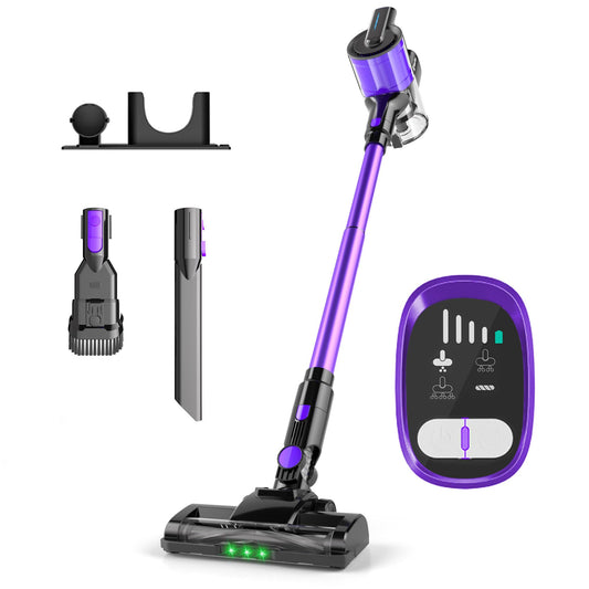 Hearten Akku Staubsauger Kabellos mit LED Display, Leise, 3 Betriebsarten, Kabelloser Staubsauger mit LED-Beleuchtung