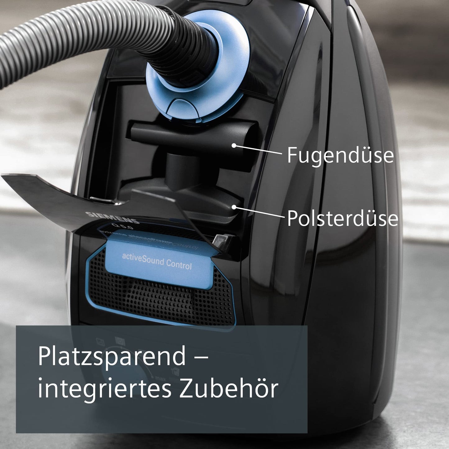 Siemens Staubsauger mit Beutel Q5.0 extreme silencePower VSQ5X1230, ideal für Allergiker, Hygiene-Filter, starke Saugleistung