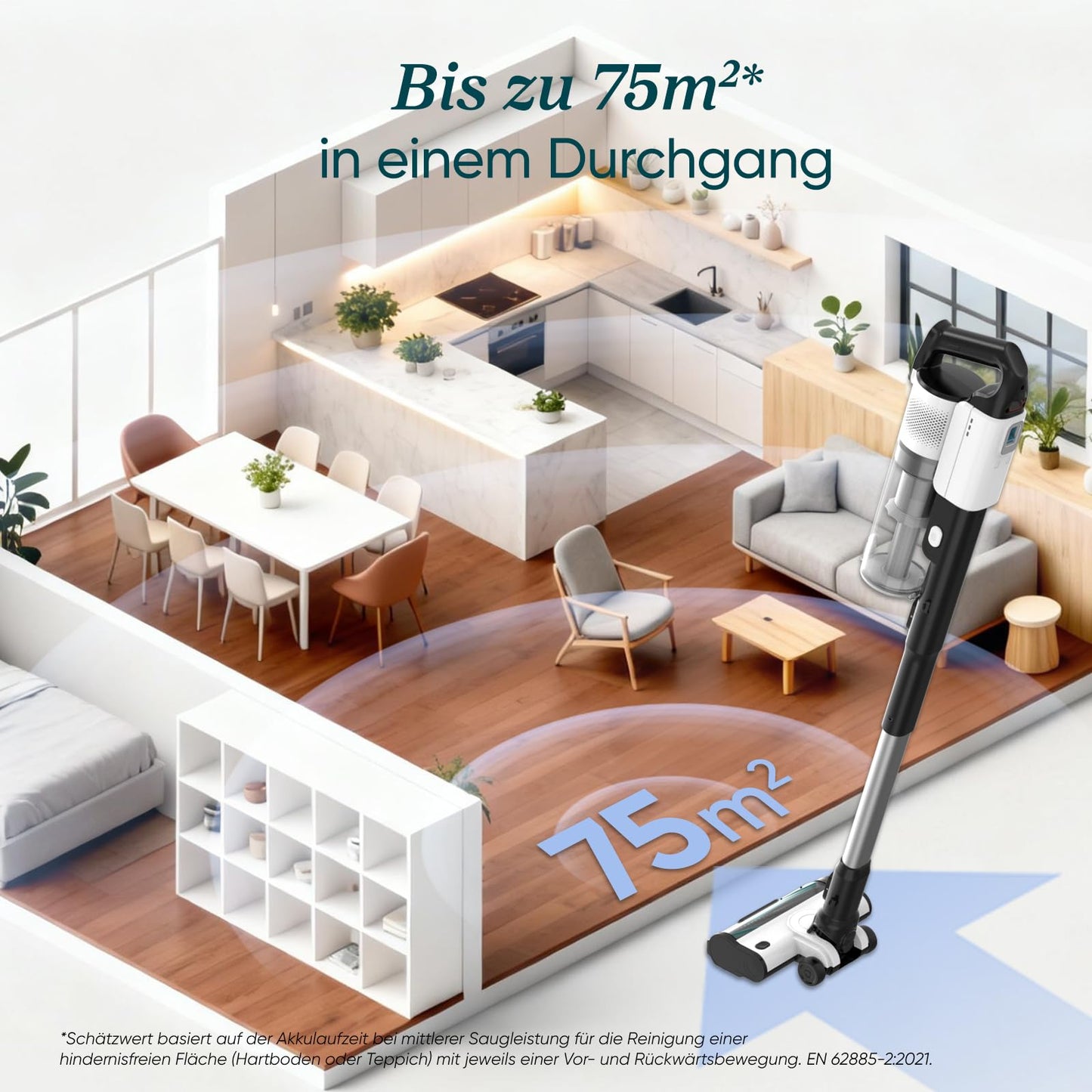 Levoit - Akku Staubsauger - Laufzeit für 75㎡ - Staubsauger Kabellos - 4-in-1 Vacuum Cleaner - 99,9 Prozent Filterleistung