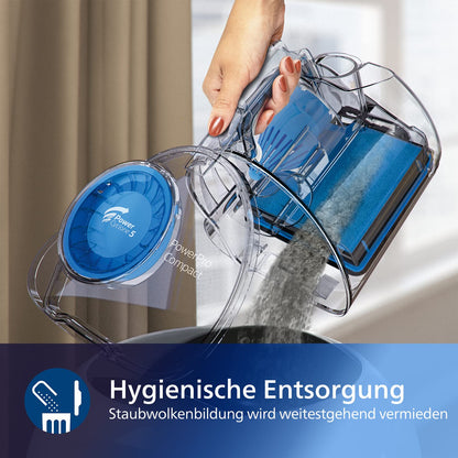 PHILIPS PowerPro Compact Staubsauger – Leicht, Beutellos, 750 W Saugleistung, TriActive Düse Für Hartböden und Teppich