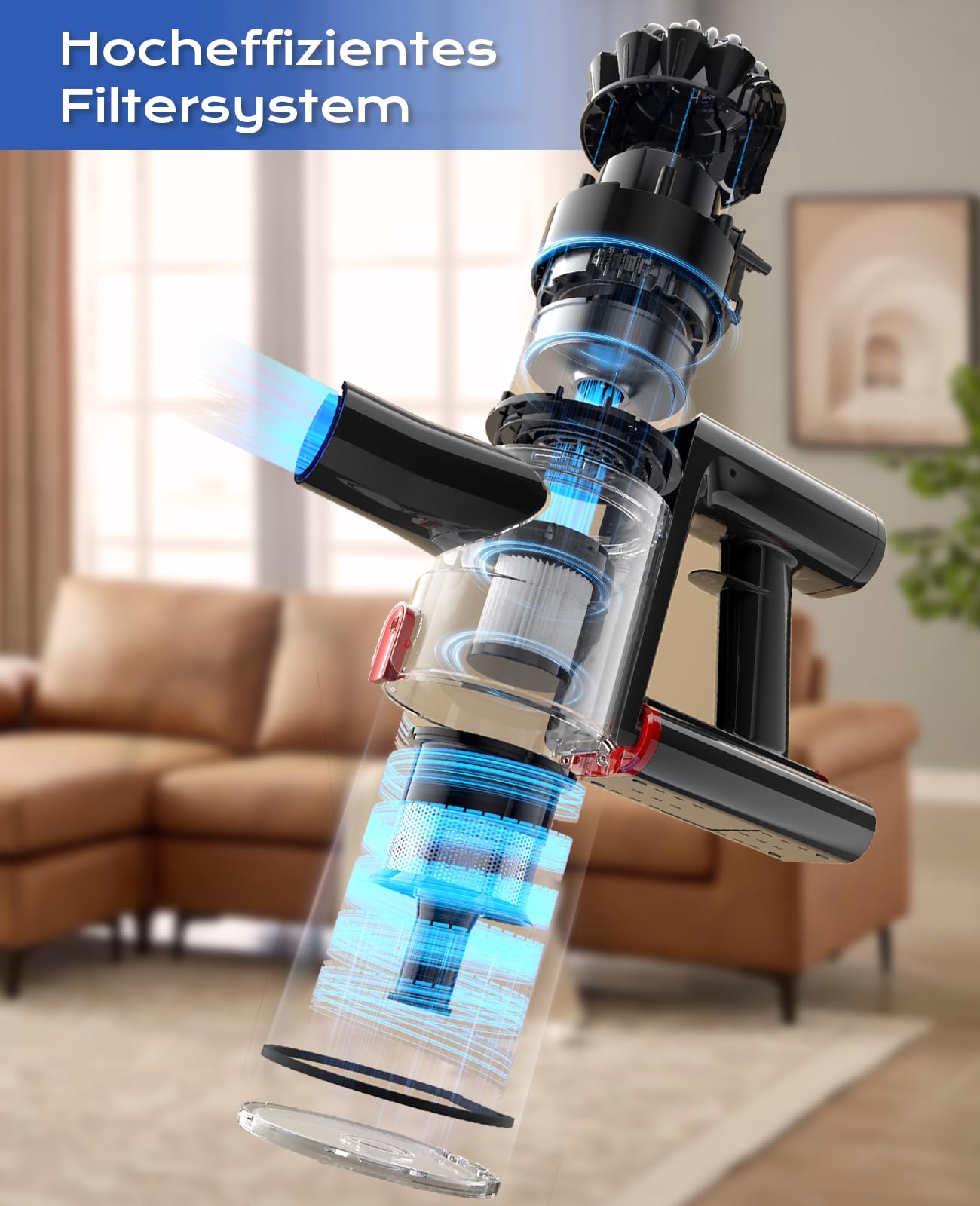 Ivormentico Akku Staubsauger Kabellos 50Mins/40KPA/450W, Akkustaubsauger mit Geen LED, Kabelloser Staubsauger