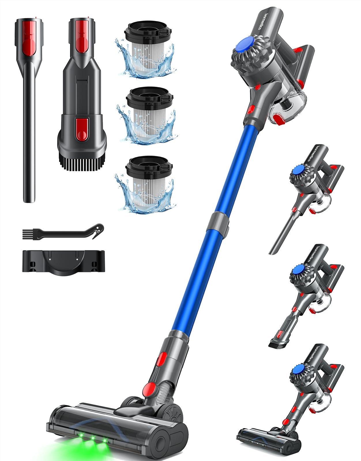 Ivormentico Akku Staubsauger Kabellos 50Mins/40KPA/450W, Akkustaubsauger mit Geen LED, Kabelloser Staubsauger