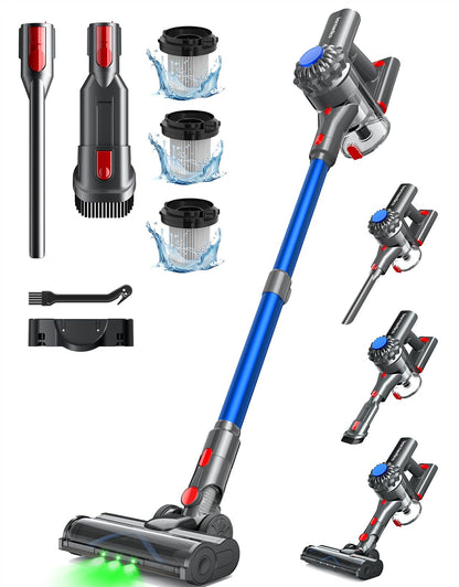 Ivormentico Akku Staubsauger Kabellos 50Mins/40KPA/450W, Akkustaubsauger mit Geen LED, Kabelloser Staubsauger