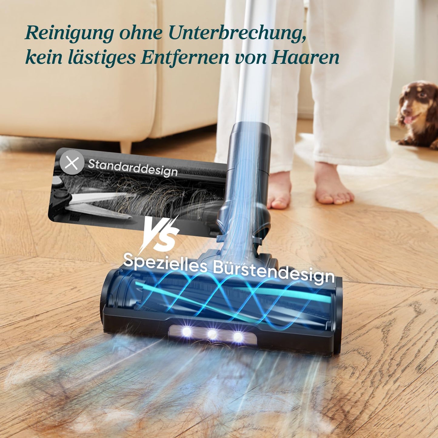 Levoit - Akku Staubsauger - Laufzeit für 100㎡ - Staubsauger Kabellos - Vacuum Cleaner - 99,99 Prozent HEPA-Filter - Selbststehend