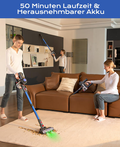 Ivormentico Akku Staubsauger Kabellos 50Mins/40KPA/450W, Akkustaubsauger mit Geen LED, Kabelloser Staubsauger
