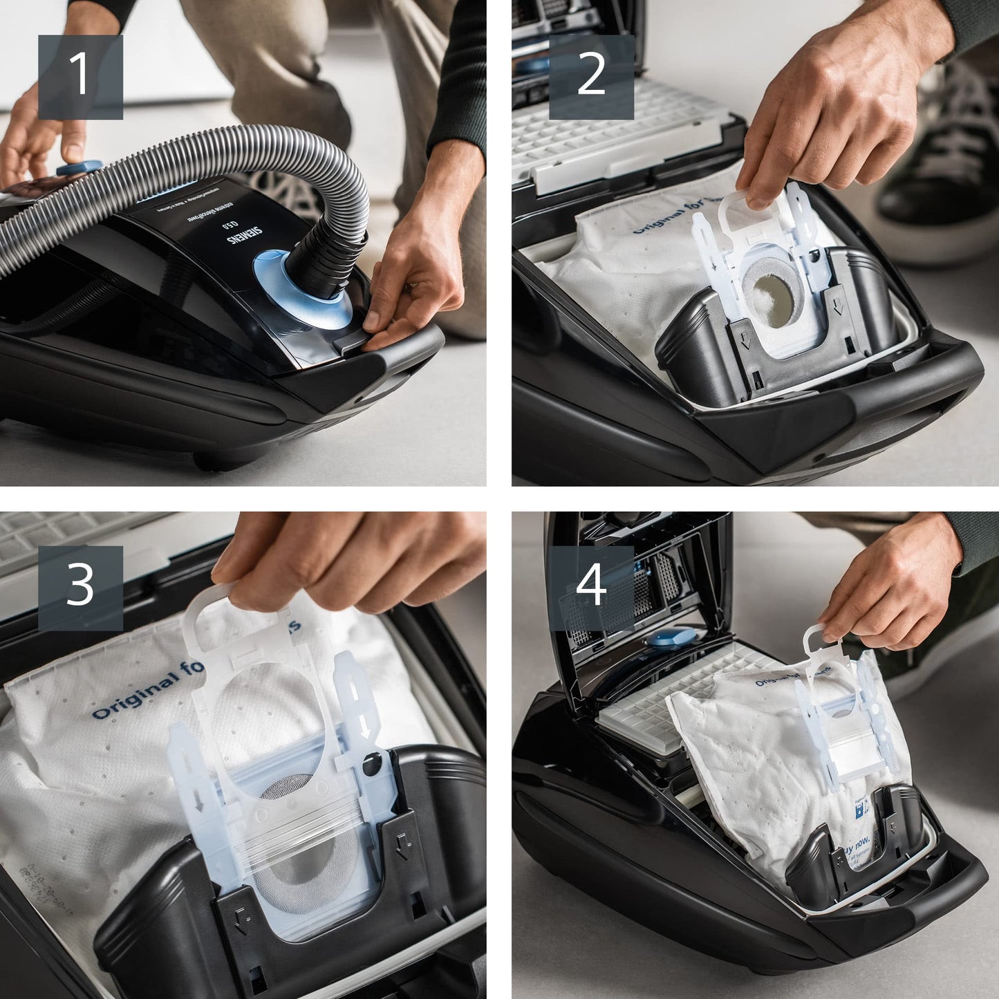 Siemens Staubsauger mit Beutel Q5.0 extreme silencePower VSQ5X1230, ideal für Allergiker, Hygiene-Filter, starke Saugleistung