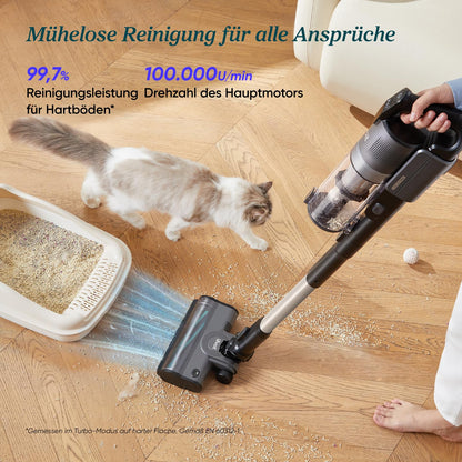 Levoit - Akku Staubsauger - Laufzeit für 100㎡ - Staubsauger Kabellos - Vacuum Cleaner - 99,99 Prozent HEPA-Filter - Selbststehend